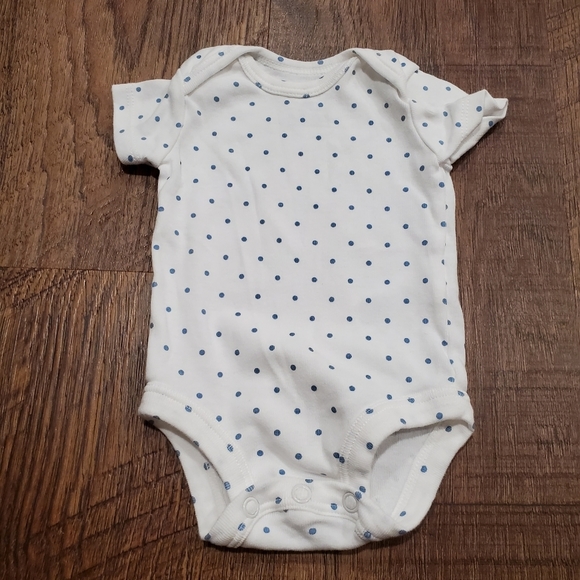 Carters 3 Cotton Polka Dots Bodysuits Baby Girl Short Sleeves Blue Red Gray NB - Picture 8 of 9